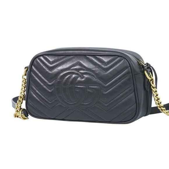 Gucci Gg Marmont Black Leather Shoulder Bag (Pre-Owned) - Picture 2 of 12